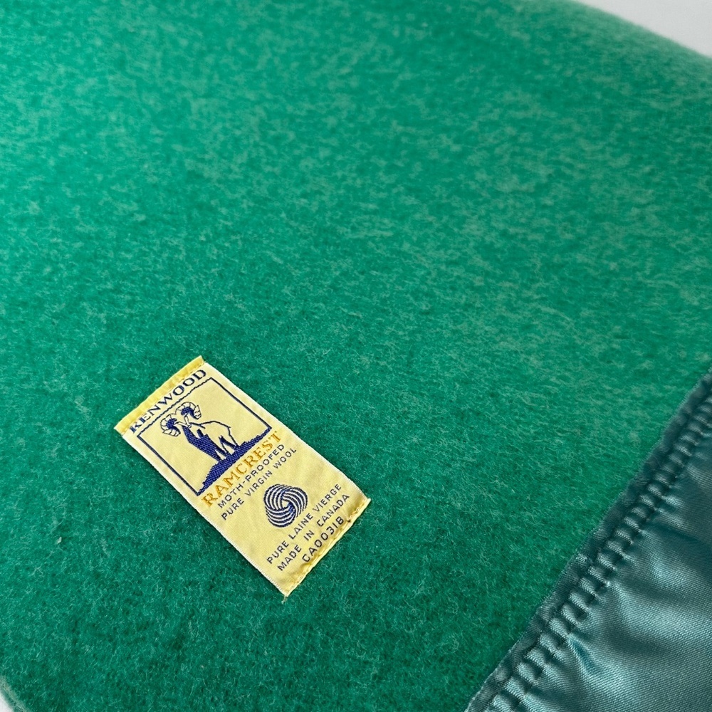 Vintage Kenwood Ramcrest Wool Blanket Emerald Green Made in Canada